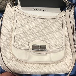 Coach Cream Woven Leather Crossbody/Shoulder Bag
